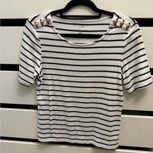Navy and White Striped Short Sleeve Top